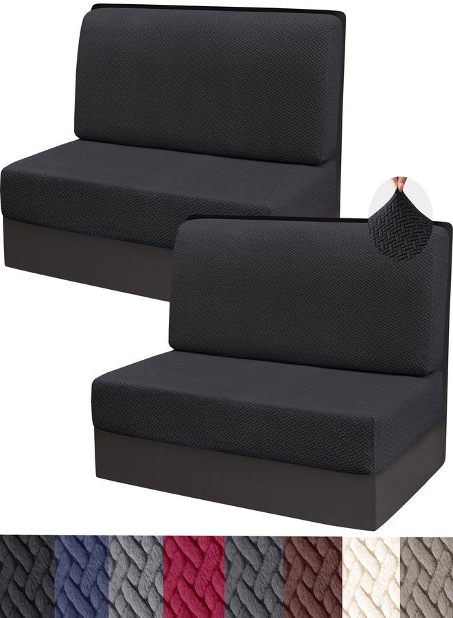HFCNMY RV Dinette Cushion Covers - 2 Sets Stretch Camper Cushion Covers, Jacquard Camper Seat Cover Knitted RV Sofa Cover,Camper Couch Covers for Sofa Bed, Black - Image 1